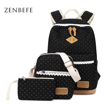 

ZENBEFE Design 3 Pcs/Set Women'S Backpack Fashion School Bag For Teenagers Multifunction Women Bag Classic Backpack For Travel