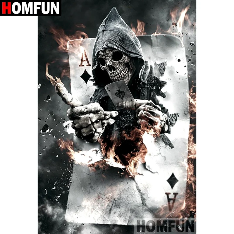 

HOMFUN Full Square/Round Drill 5D DIY Diamond Painting "Skull A" Embroidery Cross Stitch 5D Home Decor Gift A07346