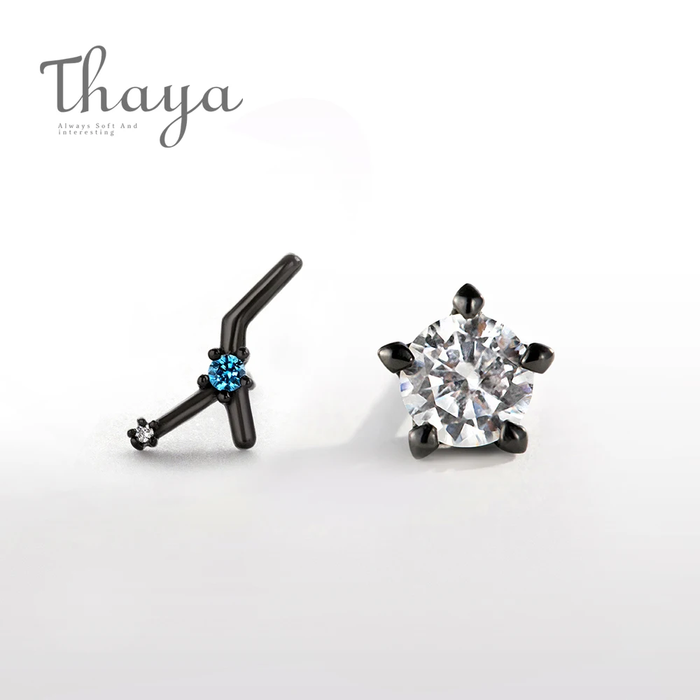 Thaya 12 для созвездий циркониевые серьги-гвоздики S925 пробы с кристаллами для женщин панк мистические ювелирные изделия элегантные на день рождения - Цвет камня: Cancer