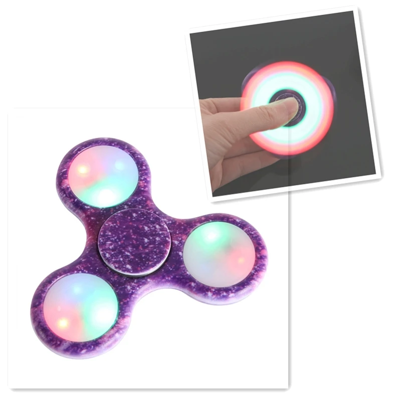 

HOT LED Light Tri- Rotating Toys Plastic EDC Finger Spinner For Kids Autism And ADHD Relief Focus Anxiety Stress Toy