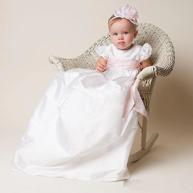 New Cheap 2017 Christening Gowns For Baby Girls Baptism Gowns With Pink