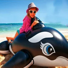 Giant Black Whale Children’s Inflatable Toys on the Horse Riding to Swim 2 Meters Long With a Handle