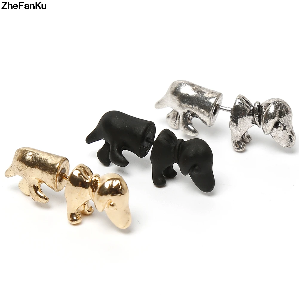 

1Pc 2019 New Fashion Unique Design 3D Dog Stud Earrings Tiny Punk Style Animal Earrings Women Jewelry Gift Dropshipping