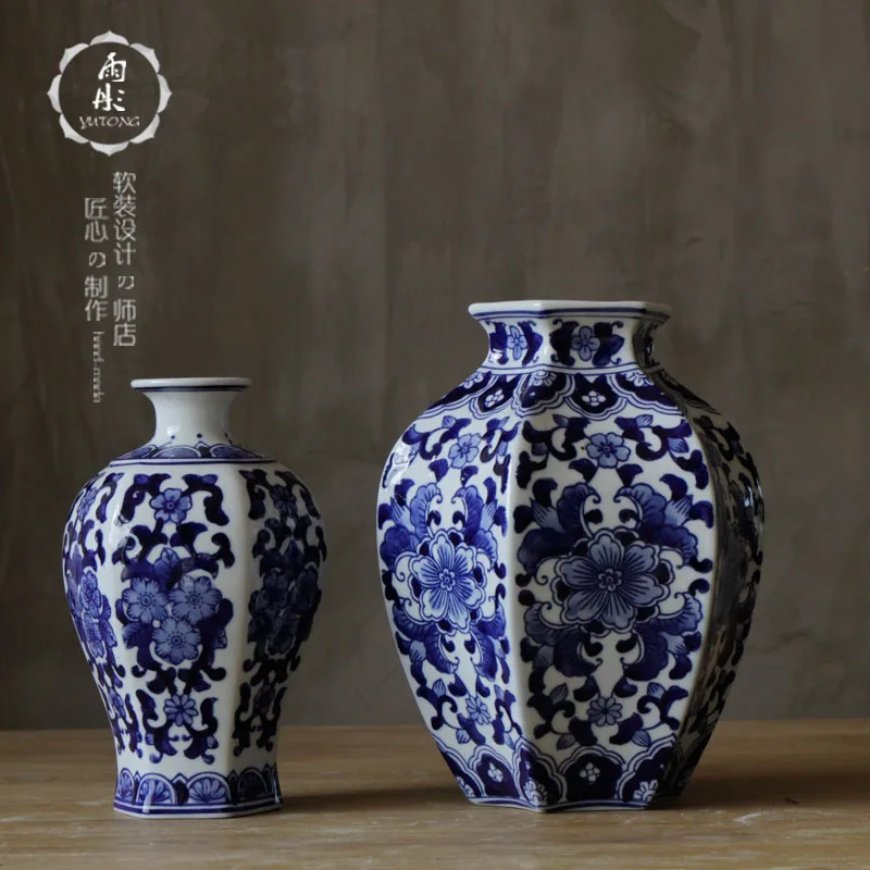 Цзиндэчжэнь керамика эстетика синий и белый фарфор Цветочная композиция ваза цветочный фарфор мясной завод фарфоровый аранжировщик