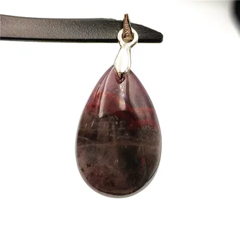 

Natural Auralite 23 Necklace Pendant Women Men Gift 25x16x1mm Purple Red Water Drop Canada Stone 925 Silver Crystal Pendant AAAA