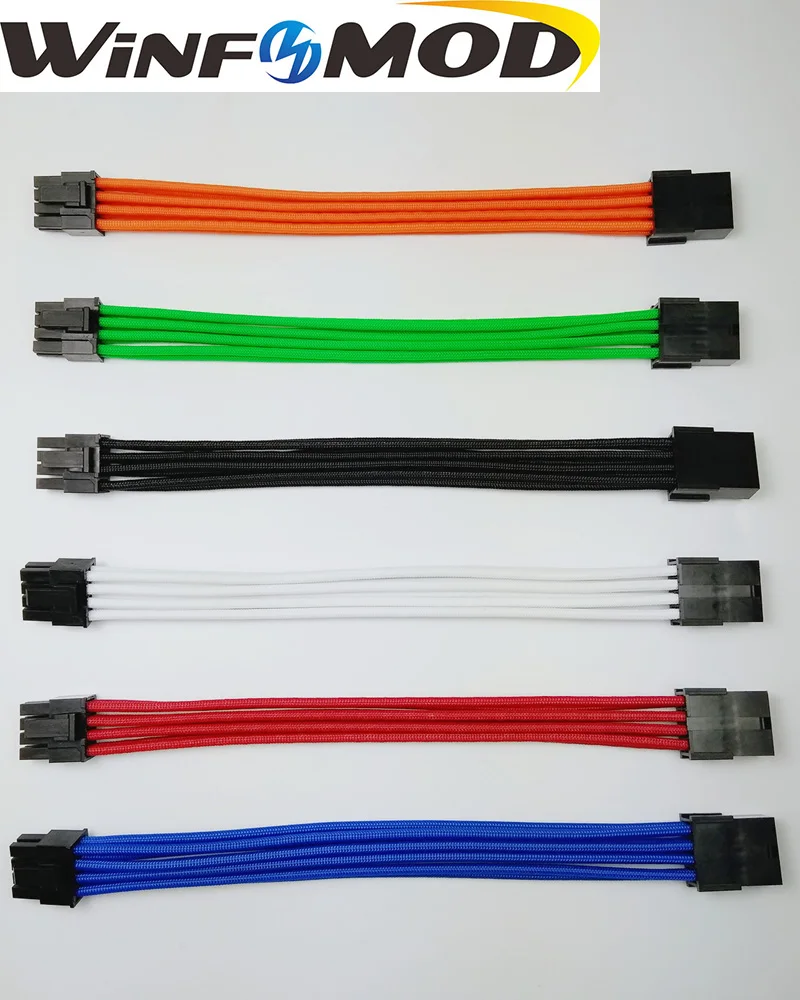 WinfMOD PCI-E 8PIN Female to Male 6+2Pin 18AWG PSU Extension Power Cord / Cable with Red/Blue/Black/White/Green/Orange Sleeving
