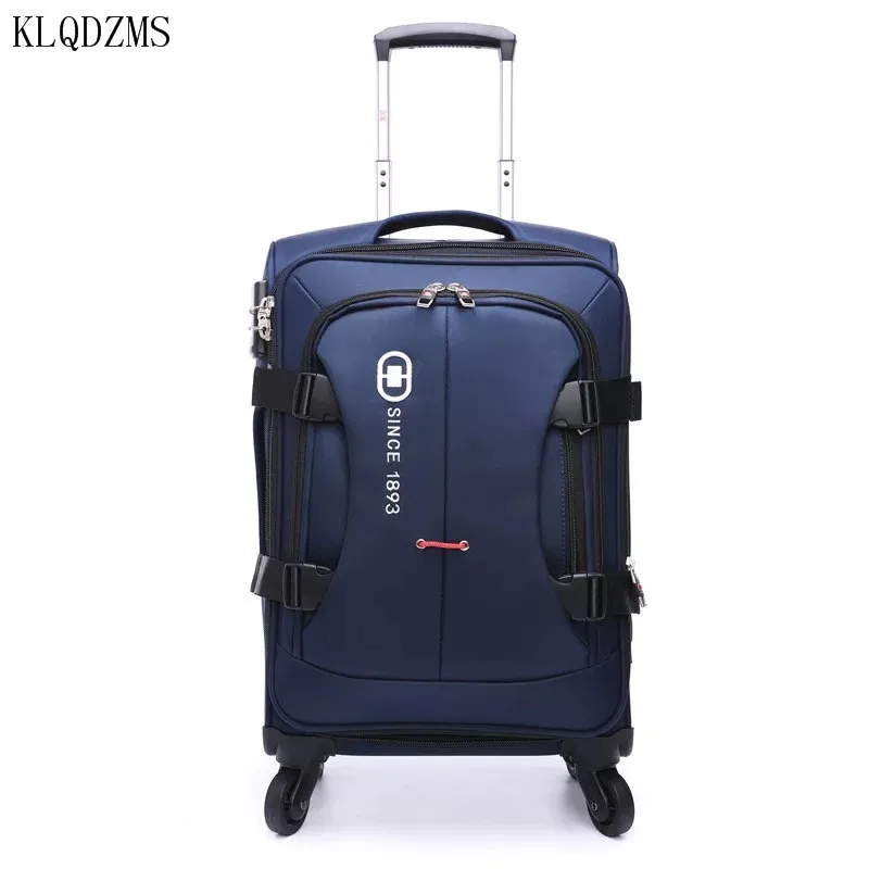 KLQDZMS 20/24/28Inch men business rolling luggage spinner women oxford expand travel suitcase on wheels