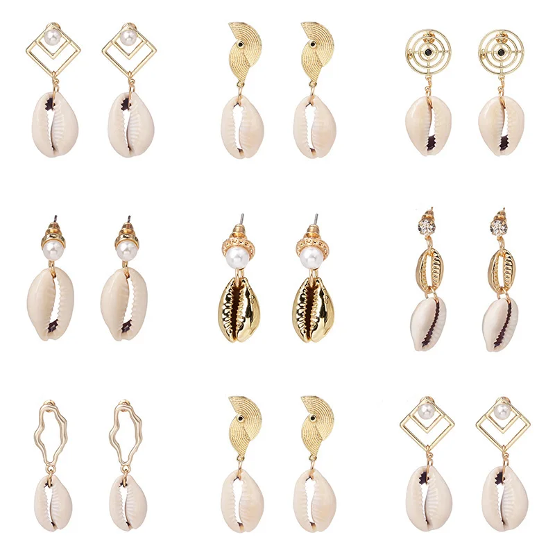 

Fashion Shell Earrings ZA Irregular Freshwater Pearl Earring For Women Trendy Dangle Earring Wholesale Summer Beach Jewelry