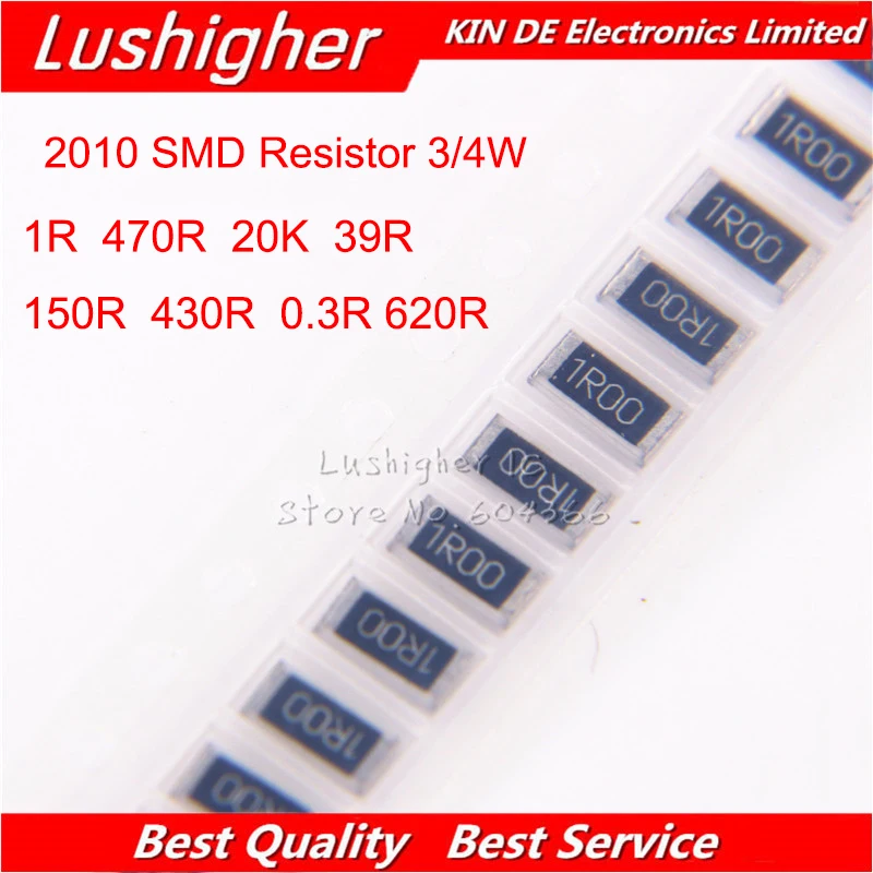 100 шт. 2010 SMD Резистор 3/4 Вт 1% 1R 150R 470R 39R R30 20K 620R 430R 1 Ом 1ом 1R00 1R0 150 470 39 0 3 20000 620 430