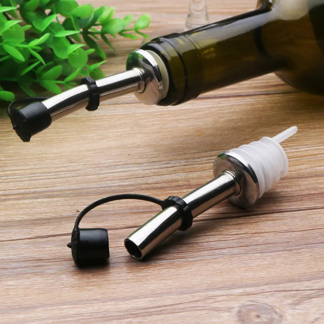 304 Stainless Steel Bottle Spout Pourer With Stopper Liquor Spirit Pourer Olive Wine Bottle Stopper Dispenser Wine Accessories