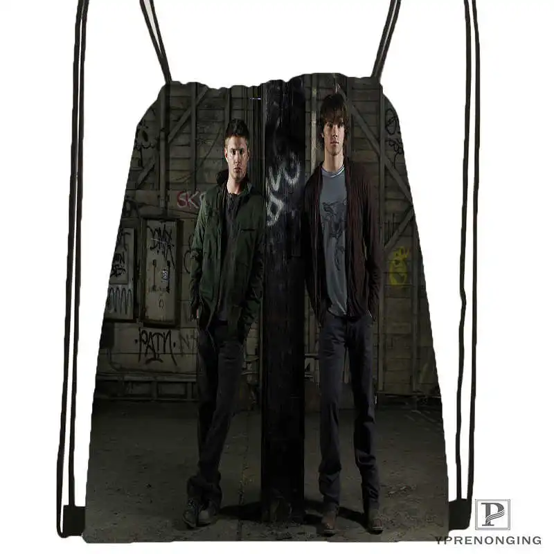 Drawstring Backpack Пользовательские сверхъестественная ТВ походная сумка на шнурке милый рюкзак для детей(черная спина) 31x40 см#180531-02-48 - Цвет: Drawstring Backpack