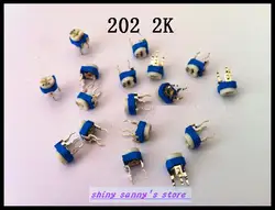100 шт./лот 202 2 K Ом 2 K R триммер горшок переменный резистор горизонтальный тип