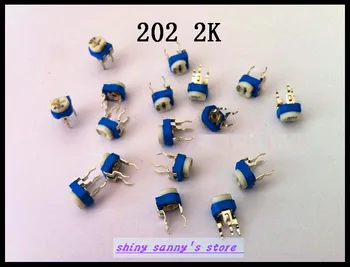 

100pcs/Lot 202 2K ohm 2K R Trimpot Trimmer Pot Variable Resistor Horizontal Type