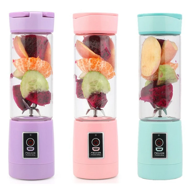 400Ml 6 Blades Mini Usb Rechargeable Portable Electric Fruit Juicer Smoothie Maker Blender Machine Sports Bottle Juicing Cup