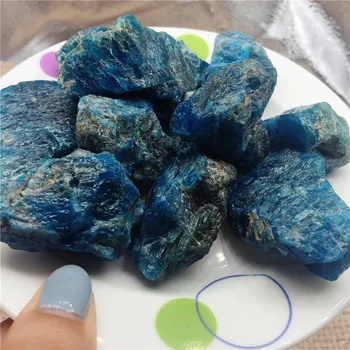 

3pcs Natural Raw Blue Apatite Rough Stones Crystal gravel Minerals and Stones Rough Gemstone Specimen