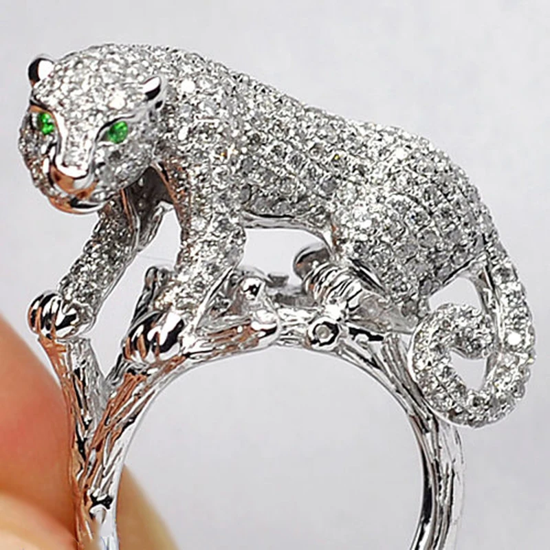 

Design Personality Leopard Ring Trend Silver Color Ring Gift Rings For Women Men Birthday Party Jewelry Anillos F5X561