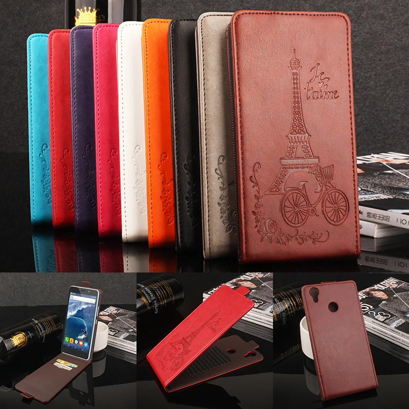 

HongBaiwei For THL T9 Pro Eiffel Tower Pattern Luxury Retro Vintage Leather Phone Case Cover with Card Slot