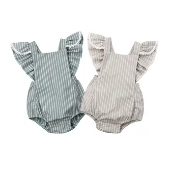 

0-24M Cute Newborn Baby Boy Girl Ruffles Sleeveless Striped Bodysuit Jumpsuit Playsuit Outfits Summer Clothes