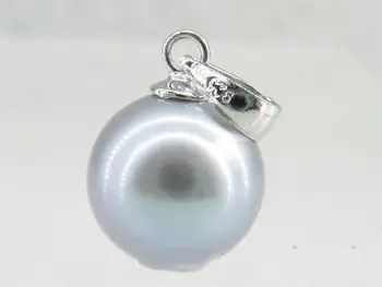 

Top AAA++ Grade 9.5mm Gray South Sea Perfect Round Pearl Pendant 925 Silver Gift