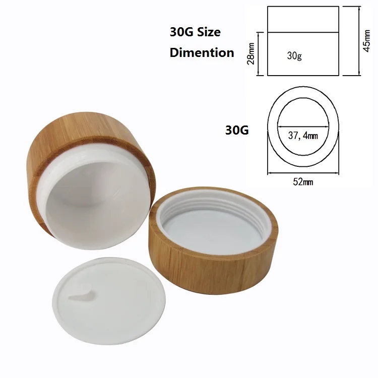 Bamboo Cream Jar PP Plastic Container 10G 20G 30G 50G Empty Refillable Bottle Cosmetic Packaging Pot Bamboo Wooden Jar (2)