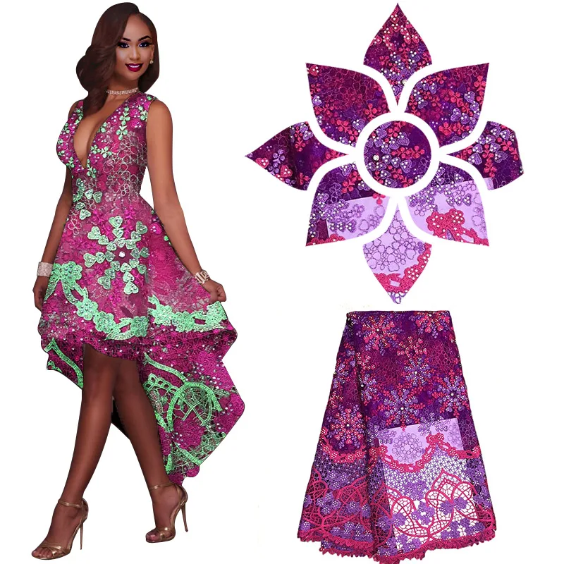 African Embroidery Lace African Fabric With Beads and Stones African