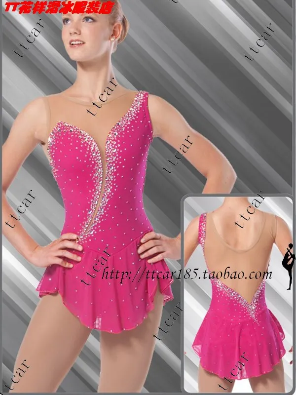 pink ice skating dress competiton figure skating dress hot sale custom