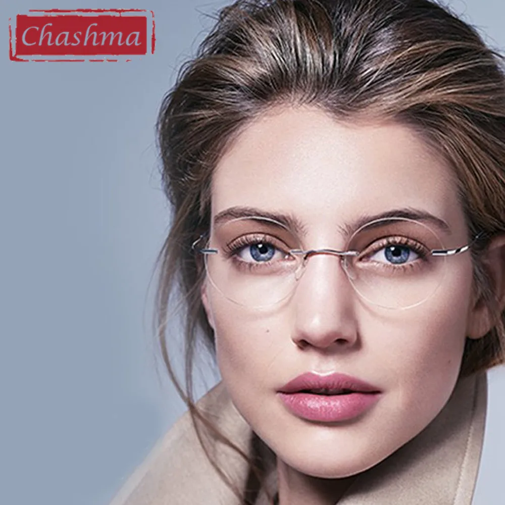 Chashma Titanium Rimless Eyeglasses Ultra Light Myopia Round Vintage ...