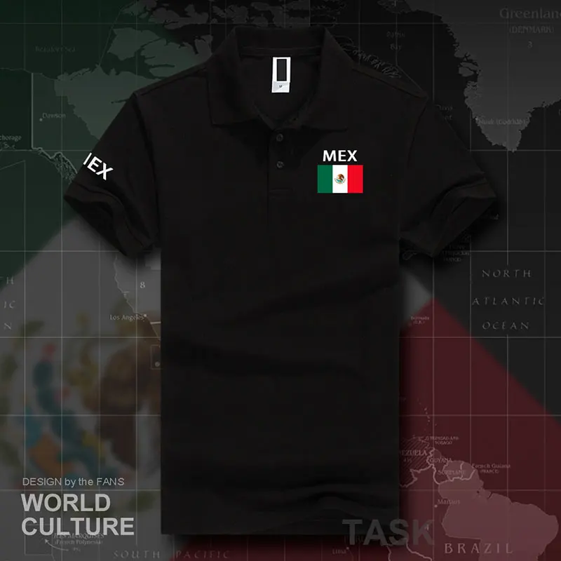 Мексиканские США, Мексика, поло, рубашки для мужчин, короткий рукав, белые бренды, с принтом для страны, хлопок, национальная команда, флаг, Новинка - Цвет: polo-Black