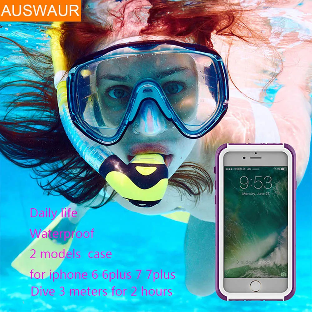 رقيقة جدا للماء حالة ل فون X 6 6 ثانية 7 8 زائد الغوص سباحة التزحلق حالة IPX68 3 متر عميق الغوص الحياة و المياه حالة الإثبات