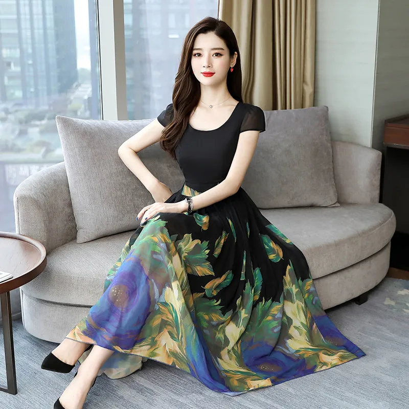 

Summer Short Sleeve Casual Floral Women Dress Boho Beach Floral Casual Sundress