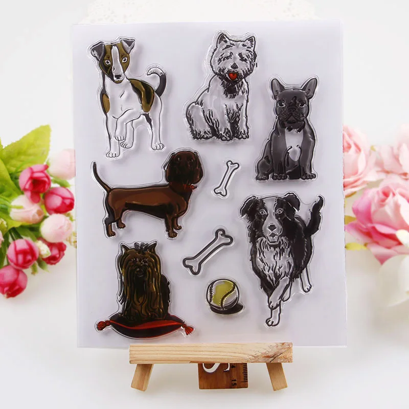 

1PCSClear 6Style Dog Elephant Cat Stamps Crafts Scrapbooking DIY Photo Cards Album Bone Kennel Design Transparent Silicone Stamp