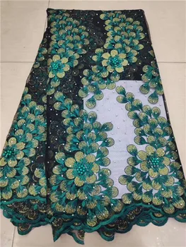 

Green Gold 2019 Latest French Nigerian Lace Fabric High Quality Embroidered Tulle African Laces Fabric Wedding French Tulle Lace