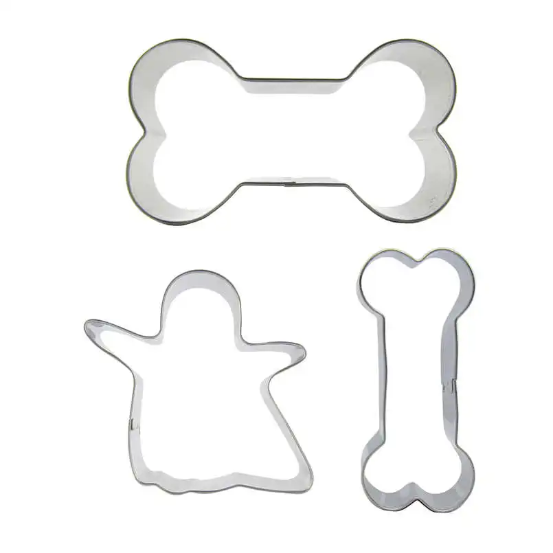 Bones Ghosts shape 3 piece biscuit cutting molds baking tools cake decorating soft candy tools. | Дом и сад