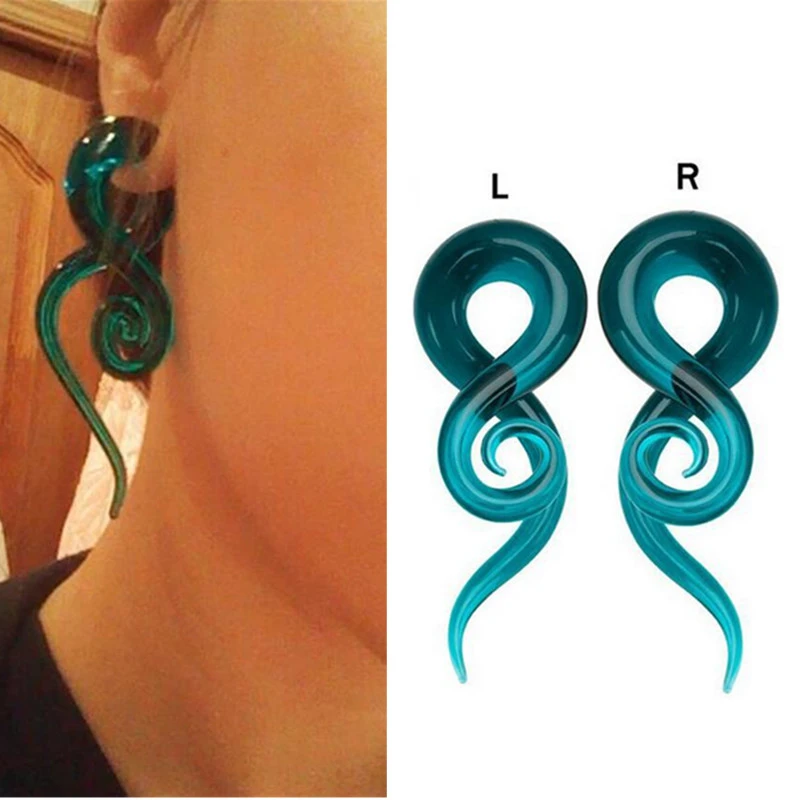 Glass Piercings 1Pair Ear Stretching Ear Plugs Taper Twist Jewelry Ear