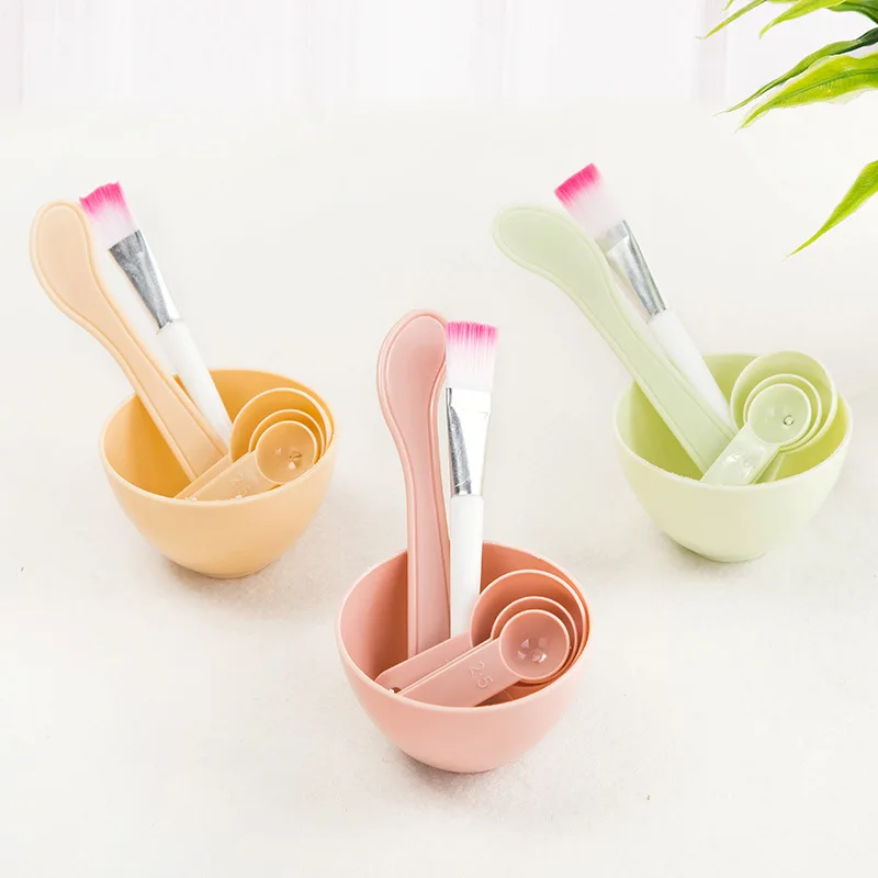 

6pcs Face Mask Bowl Set 4 in 1 DIY Facial Beauty Cosmetic Makeup Tool with Brush Mixed Stir Spatula Stick Measuring Spoon Kit