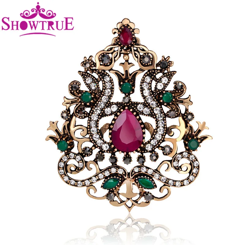 Showtrue 2017 Новая мода Большой Украшенные стразами Royal Crown Винтаж брошь букет для
