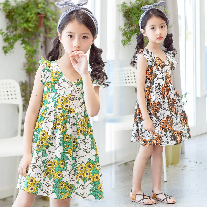 Kids Cotton Dresses For Girls Summer Floral Dresses Infant Vestdios ...