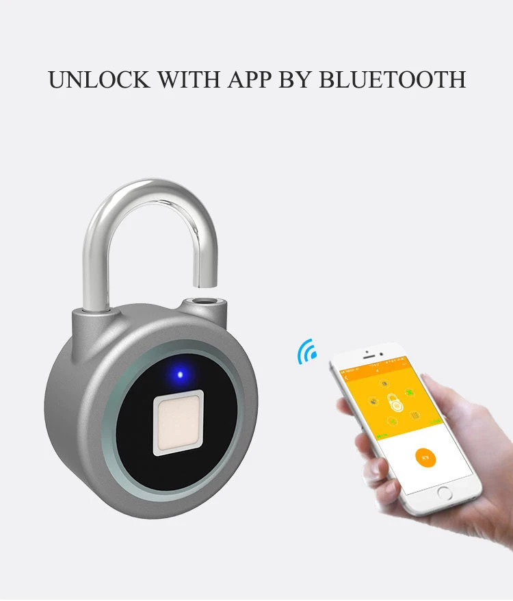 Waterproof Keyless portable Bluetooth smart Fingerprint Lock padlock Anti-Theft iOS Android APP control door cabinet padlock