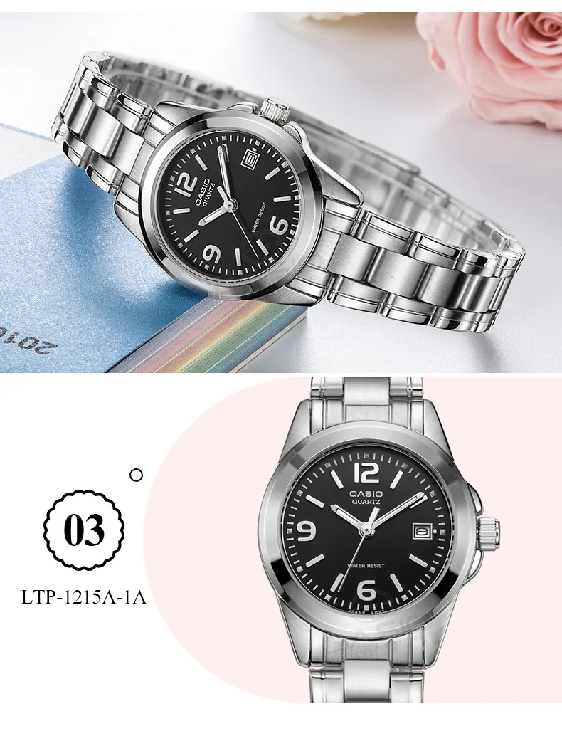CASIO Часы Для женщин элегантный бренд известный роскошный Повседневные часы дамы Сталь под старину Женева Наручные часы Relogio LTP-1215A-1A