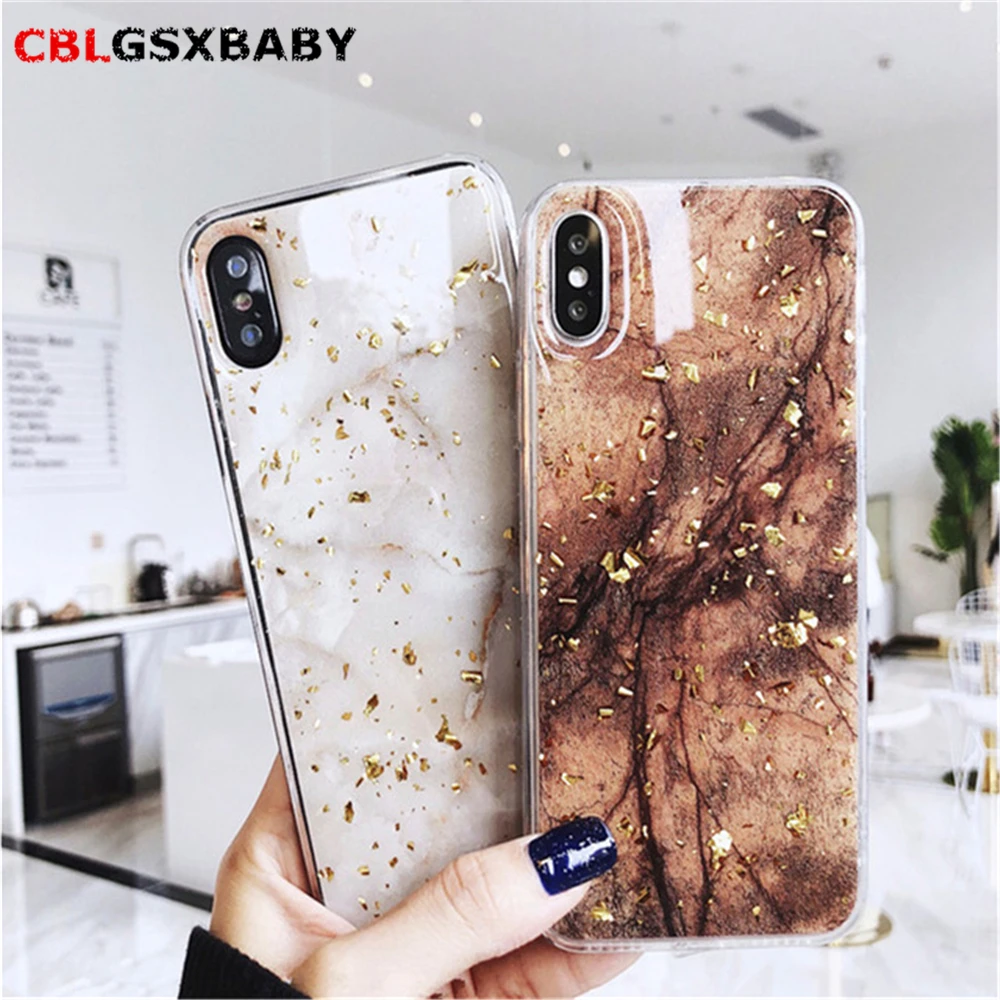 

Luxury Gold Foil Bling Marble Phone Case For iPhone11 Pro X XS Max XR Soft TPU Cover For iPhone 7 Plus 8 6 6s Plus Glitter Case