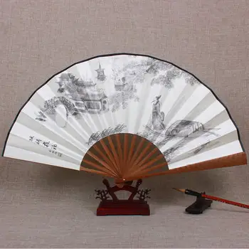 

10 inch Chinese hand fan high quality bamboo wood printing abanico Wedding folding fan Foldable fan free delivery