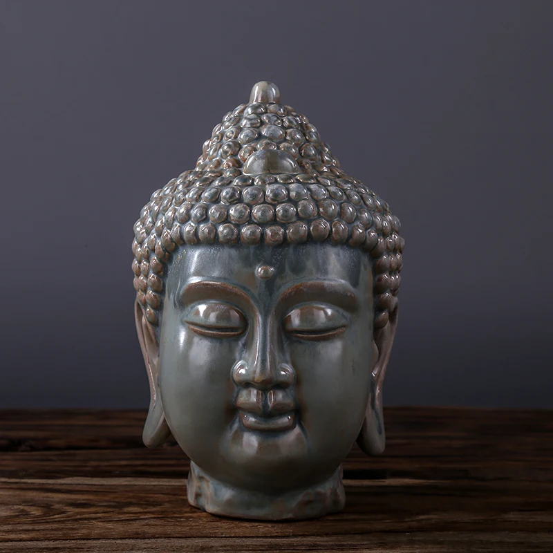 Статуя головы Будды Буддийские принадлежности Керамические изделия для гостиной крыльцо большой день статуя Будды тайский стиль украшение с изображением Будды - Цвет: 20x28cm