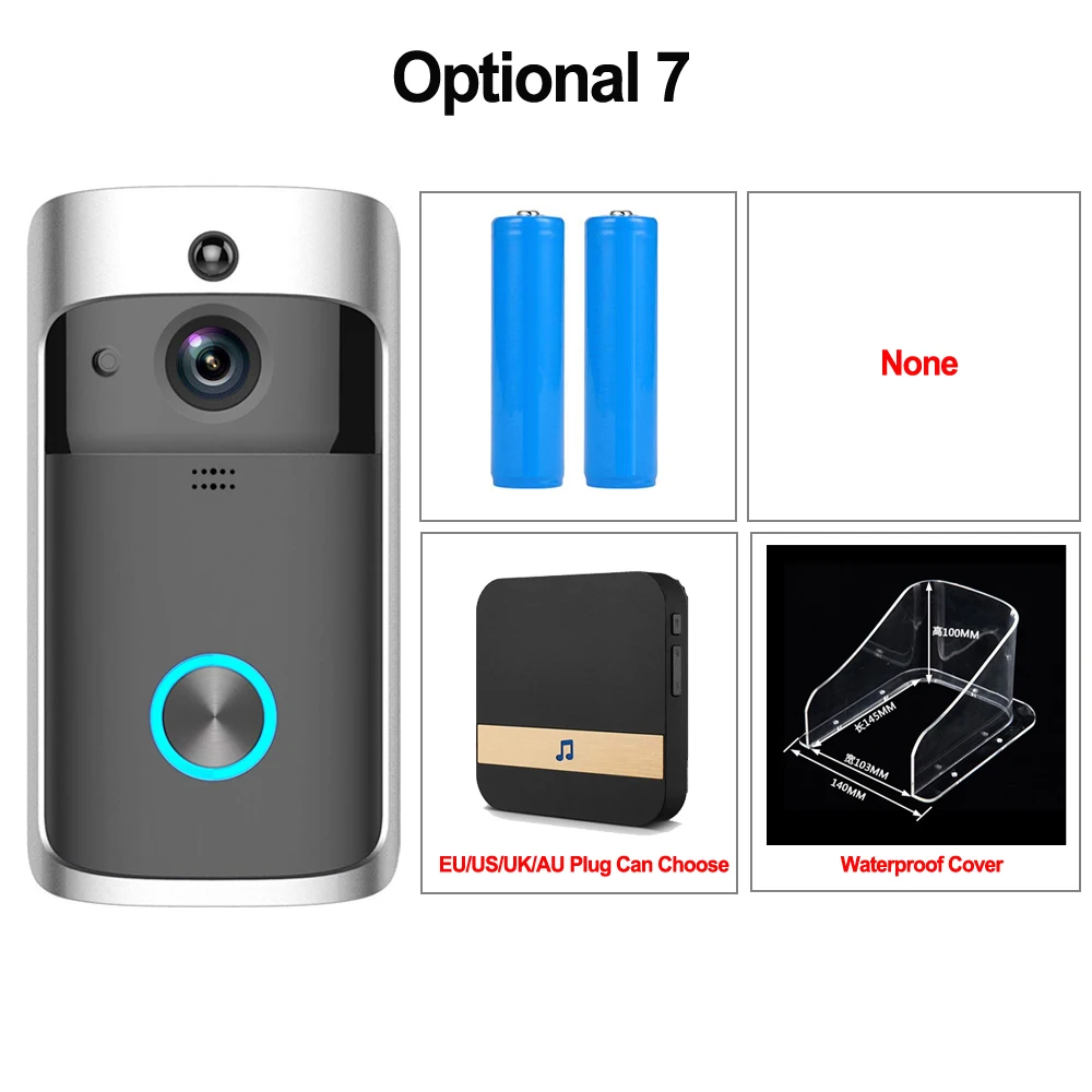 Smart 720 P беспроводная камера Wi-Fi для дверного звонка Кольцо домофон телефон ИК-сигнализация беспроводной охранный звонок на двери ip-камера поддерживает Водонепроницаемость крышка - Цвет: Option 7