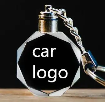 HYBZH Llavero de grabado láser de cristal de la motocicleta del coche Logotipo de clave de la cadena de luz LED anillo colgante Llavero Chaveiros recuerdo regalo 88