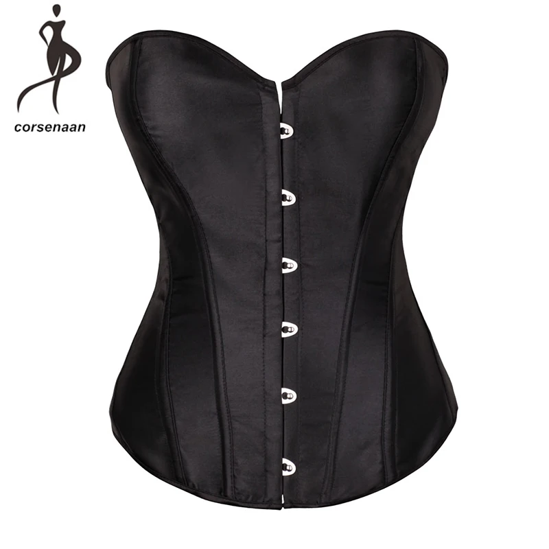 

Vintage Women's Plus Size Satin Overbust Lace Up Boned Corsets Shapewear Outfit With Adjustable Ribbon 818#