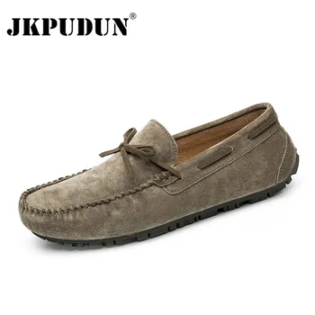 

JKPUDUN Suede Mens Loafers Luxury Brand Italian Designer Men Casual Shoes Genuine Leather Slip On Boat Shoes For Men Moccasins