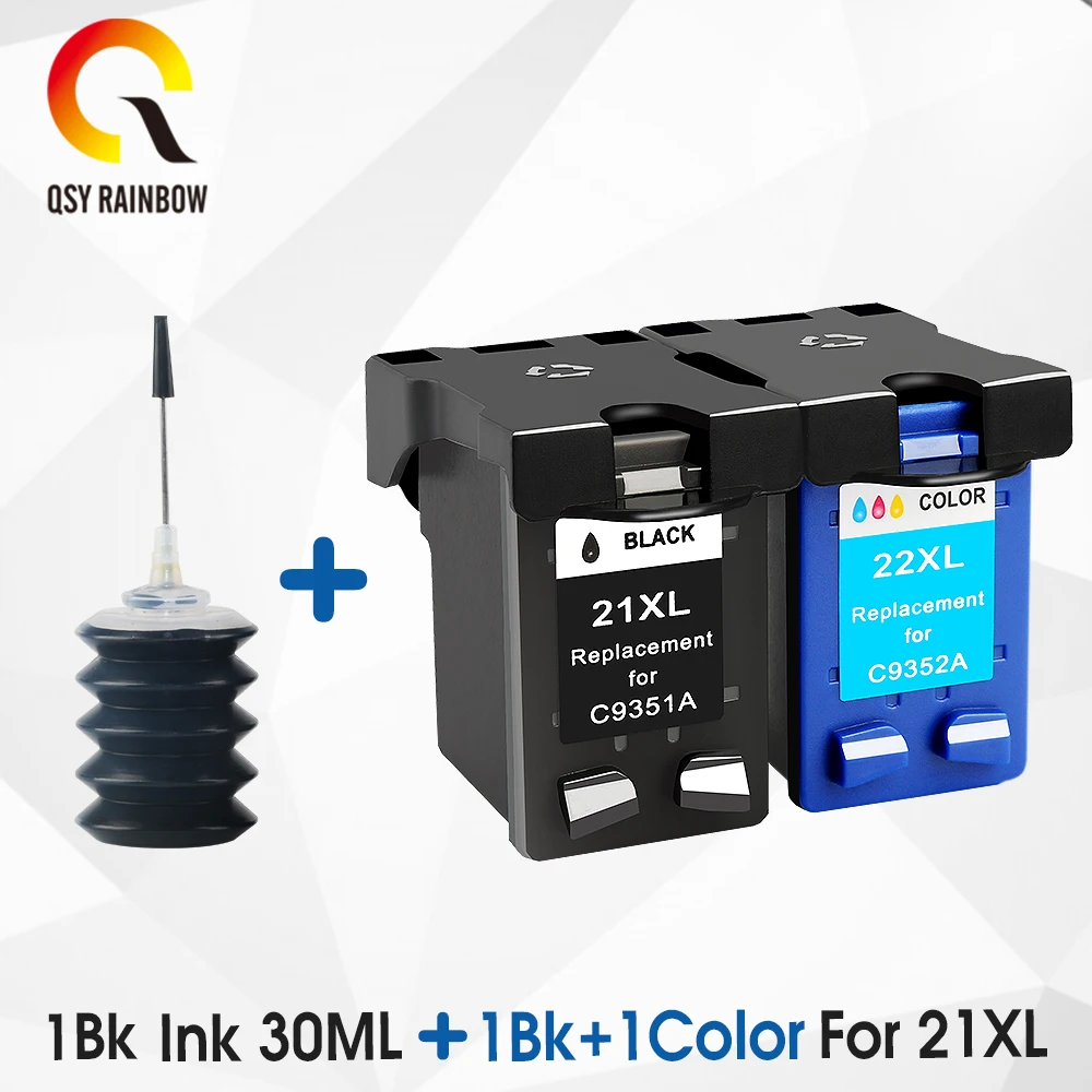 QSYRAINBOW Восстановленный чернильный картридж для HP 21 22 21xL 22XL DeskJet D1330 D1341 D1360 D1368 D1415 D1420