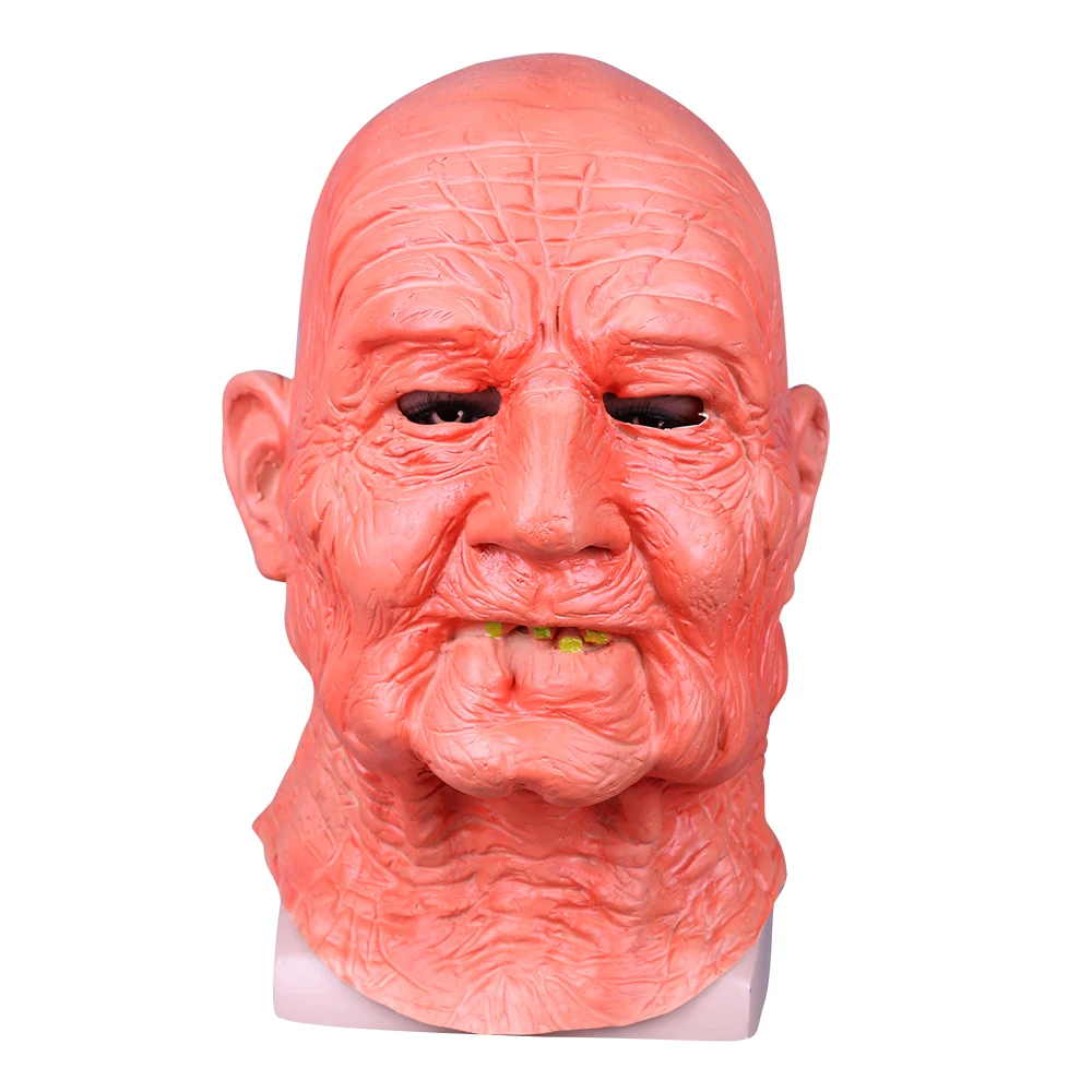Creepy Old Man Mask With Hair Masquerade Old Man Mask Halloween Mask Props New (4)