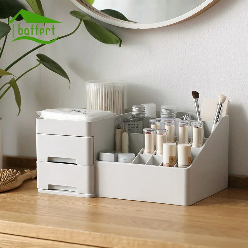 

Multi-grid Large Capacity Makeup Organizer Office Organizer Box Cosmetic Plastic Storage Box Desk Bathroom Cosmetic Storage Case