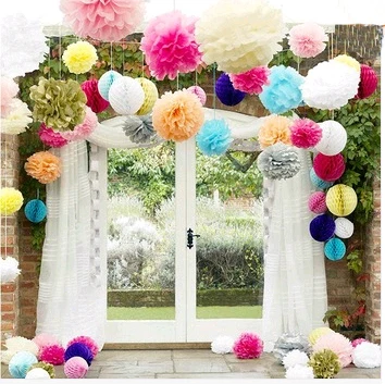

DHL Free Shipping ! 6" 15CM Tissue Paper Pom Poms Decorative Flower Balls-wall Wedding Party Home Decoration festive supplies